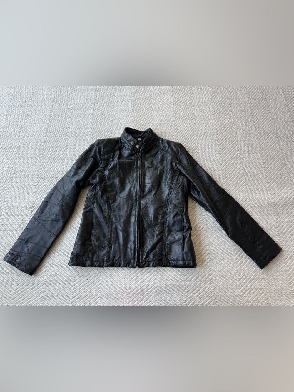 Vintage Cellini Black Textured Leather Jacket sz S